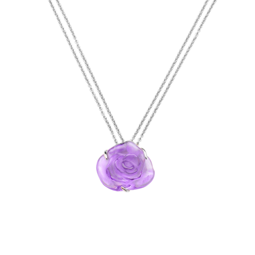 Daum - Rose Passion Crystal Necklace in Ultraviolet/Silver - Time for a Clock