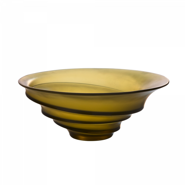 Daum - Crystal Sand Bowl in Olive Green by Christian Ghion 225 Ex - Time for a Clock