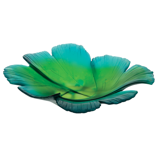 Daum - Magnum Crystal Ginkgo Bowl in Green - Time for a Clock