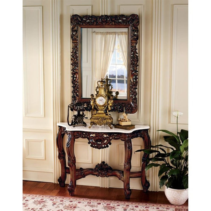 Design Toscano The Royal Baroque Marble-Topped Hardwood Console Table with Mirror