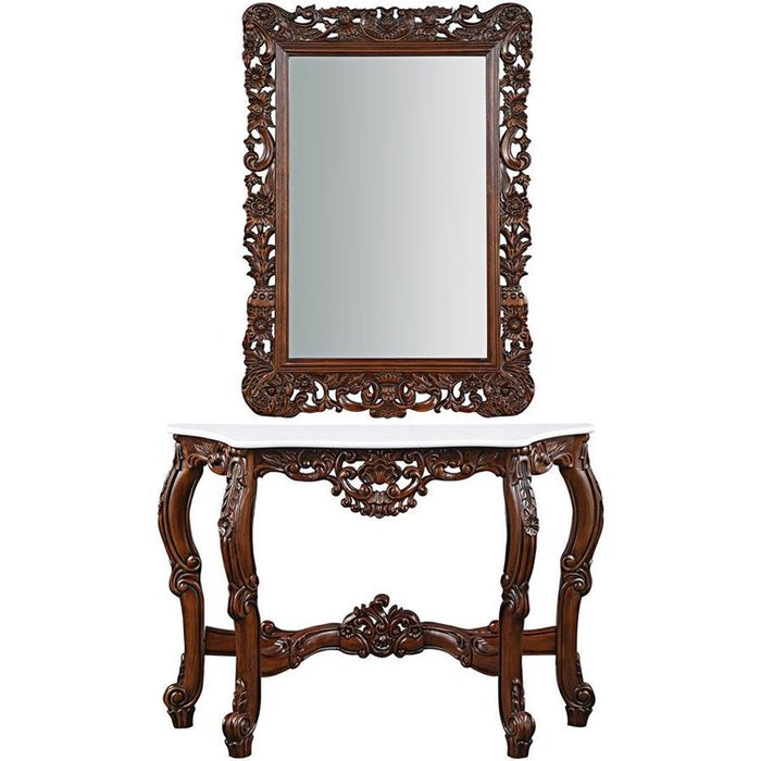Design Toscano The Royal Baroque Marble-Topped Hardwood Console Table with Mirror