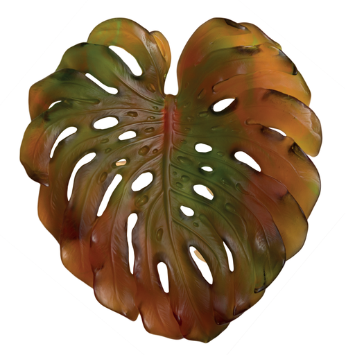Daum - Small Short-Fixture Monstera Wall Leaf in Amber & Green by Emilio Robba - Time for a Clock