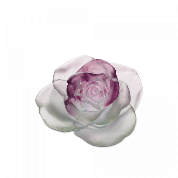 Daum - Crystal Rose Passion Decorative Flower in Green & Pink - Time for a Clock