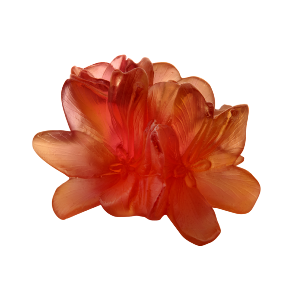 Daum - Small Crystal Saffron Decorative Flower - Time for a Clock