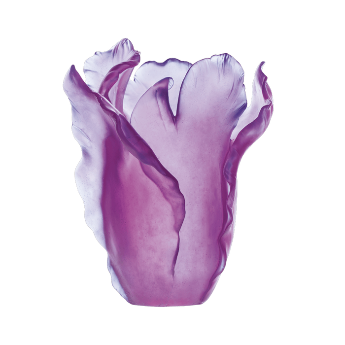 Daum - Large Crystal Tulip Vase in Ultraviolet - Time for a Clock