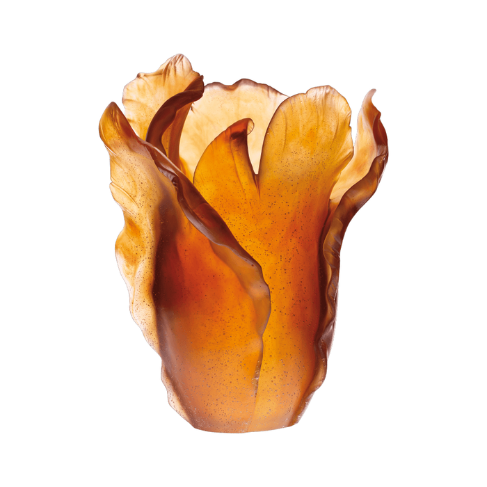 Daum - Large Crystal Tulip Vase in Amber - Time for a Clock