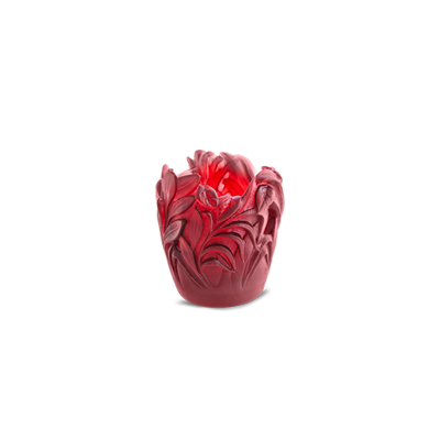 Daum - Crystal Small Jungle Vase in Red - Time for a Clock