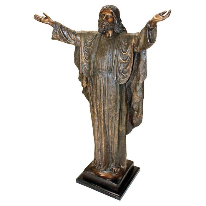 Design Toscano Jesus Christ with His Arms Raised Cast Bronze Garden Statue