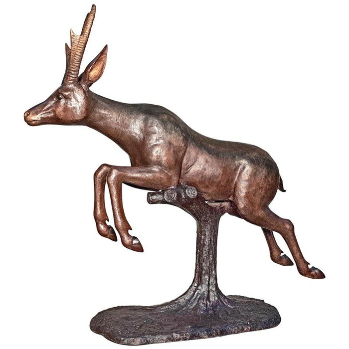 Design Toscano Leaping Pronghorn Antelope Cast Bronze Garden Statue
