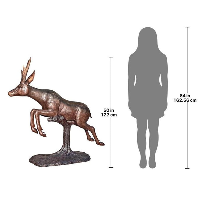 Design Toscano Leaping Pronghorn Antelope Cast Bronze Garden Statue