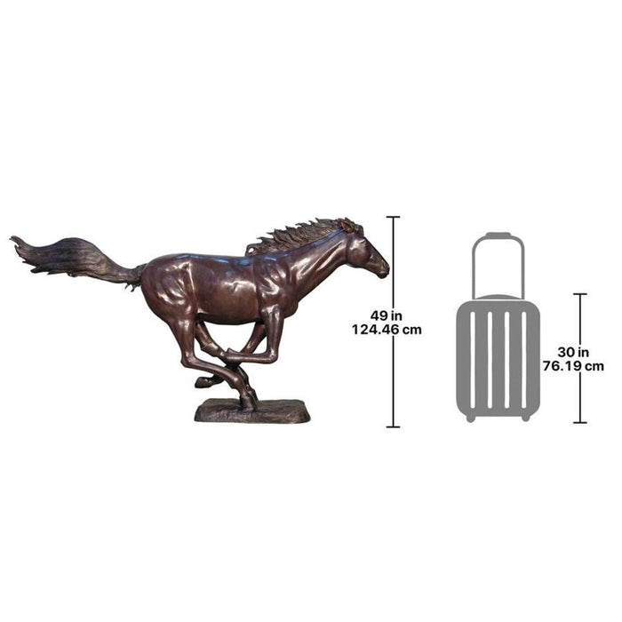 Design Toscano Racing the Wind, Running Horse Cast Bronze Garden Statue