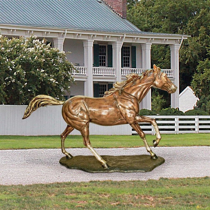 Design Toscano Galloping Steed, Horse Cast Bronze Garden Statue