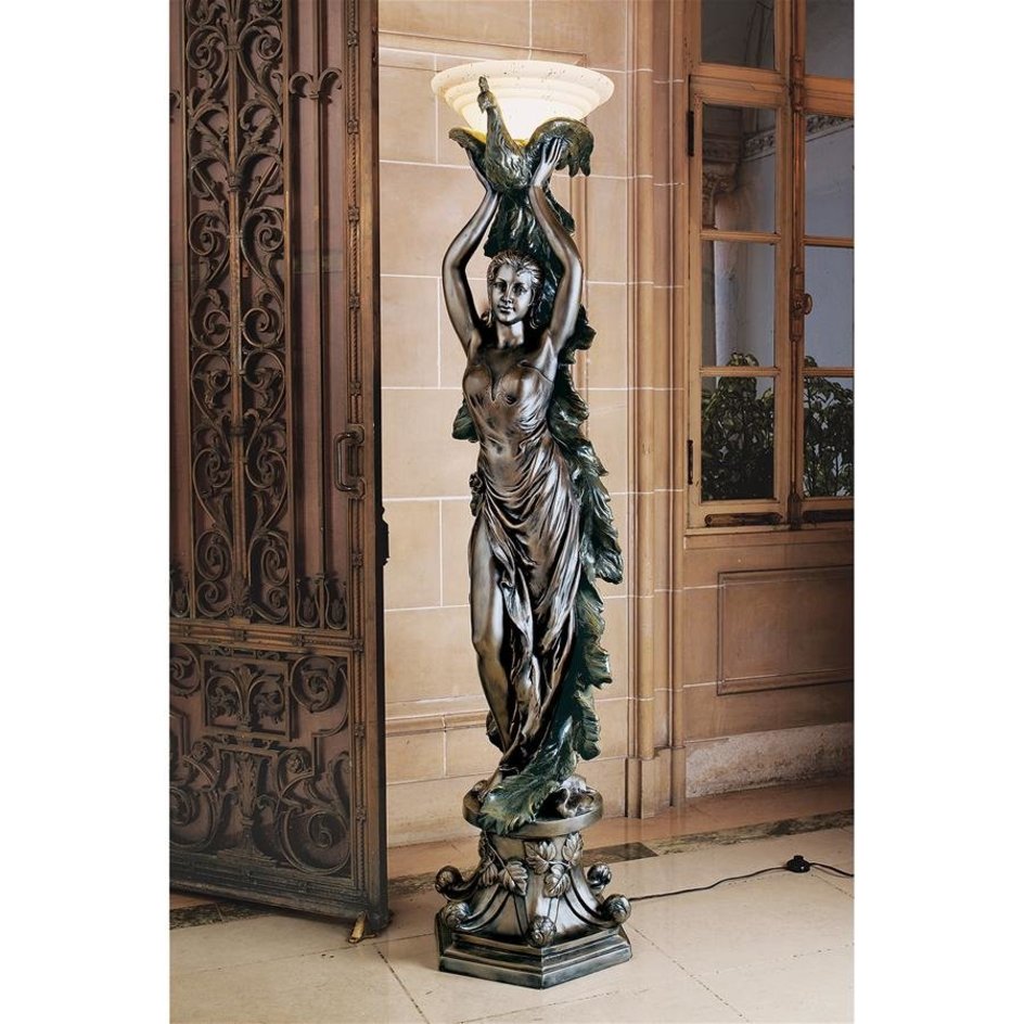 Design Toscano The Peacock Goddess Torchiere Floor Lamp | Time For