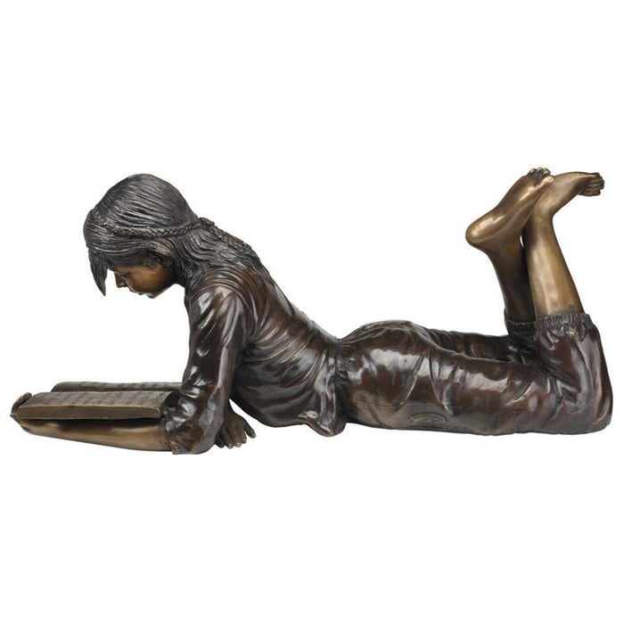 Design Toscano Young Scholar Reading Girl Bronze Garden Statue