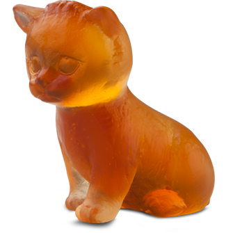 Daum - Crystal Mini Seated Kitten in Amber - Time for a Clock
