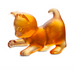 Daum - Crystal Mini Kitten in Amber - Time for a Clock