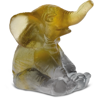 Daum - Crystal Mini Elephant in Amber & Grey - Time for a Clock