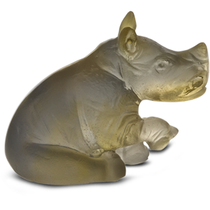 Daum - Crystal Mini Rhinoceros in Amber & Grey - Time for a Clock
