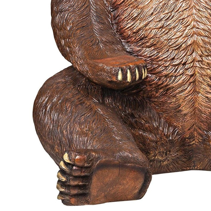 Design Toscano Sitting Pretty Oversized Brown Bear Statue with Paw Seat