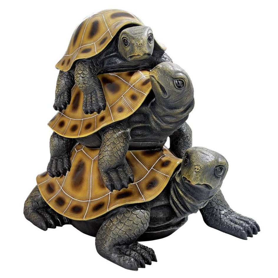 Design Toscano 9 in. H Three's a Crowd Stacked Turtle Statue QL56360 - The  Home Depot