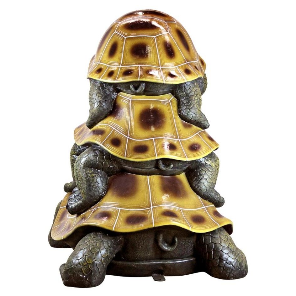 Design Toscano 9 in. H Three's a Crowd Stacked Turtle Statue QL56360 - The  Home Depot