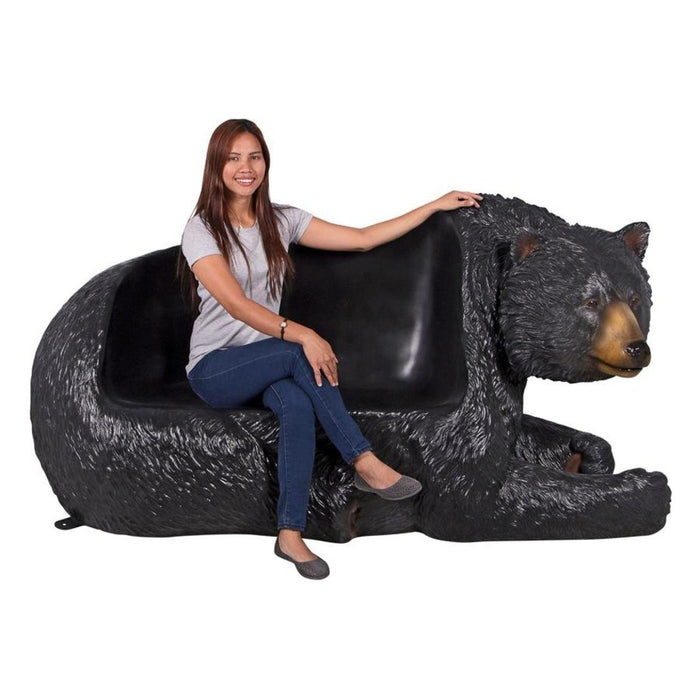 Design Toscano Brawny Black Bear Bench Sculpture