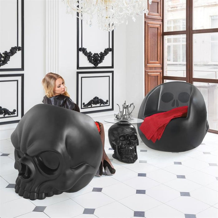 Design Toscano Lost Souls Gothic Skull Sculptural Chair: Black