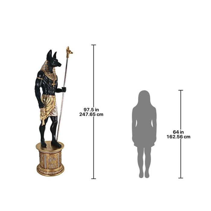 Design Toscano The Egyptian Grand Ruler Collection: Life-Size Anubis Statue atop a Temple Column Mount