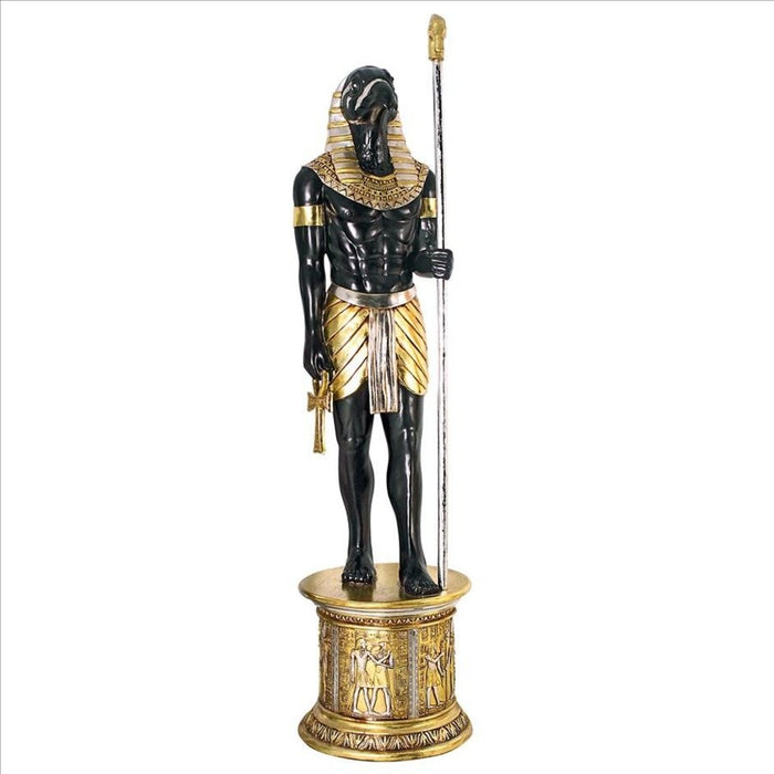 Design Toscano The Egyptian Grand Ruler Collection: Life-Size Horus Statue atop a Temple Column Mount