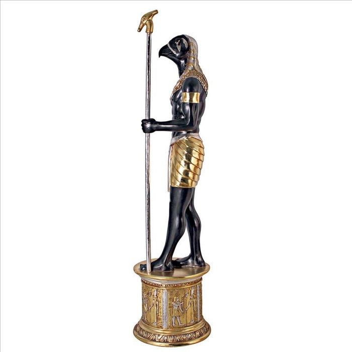 Design Toscano The Egyptian Grand Ruler Collection: Life-Size Horus Statue atop a Temple Column Mount