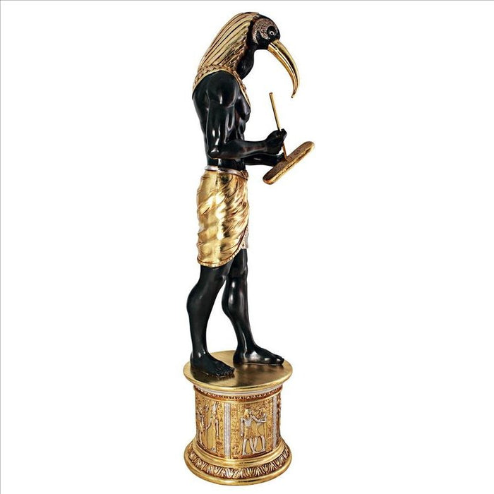 Design Toscano The Egyptian Grand Ruler Collection: Life-Size Thoth Statue atop a Temple Column Mount