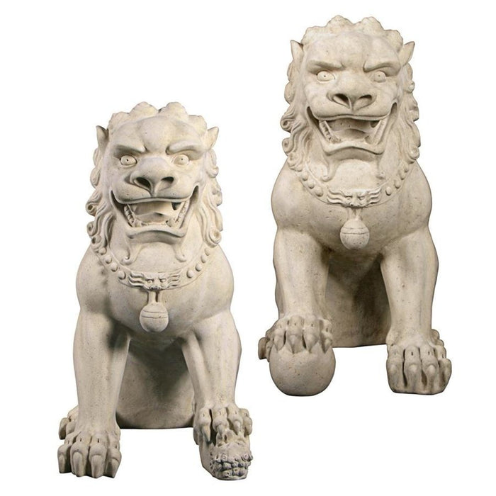 Design Toscano Grand Palace Chinese Lion Foo Dog Statues: Set of Male & Female (alone)