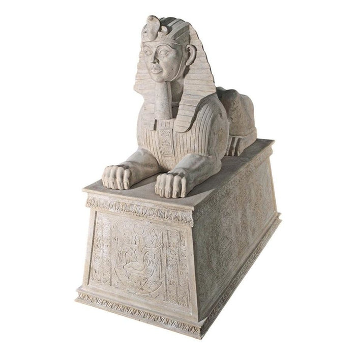 Design Toscano Grand Stone Sphinx Statue atop a Egyptian Plinth