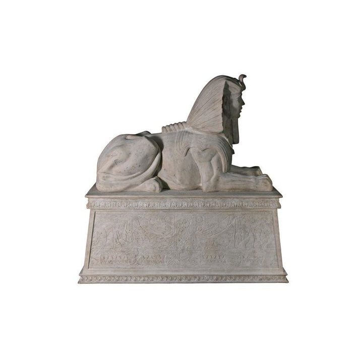 Design Toscano Grand Stone Sphinx Statue atop a Egyptian Plinth