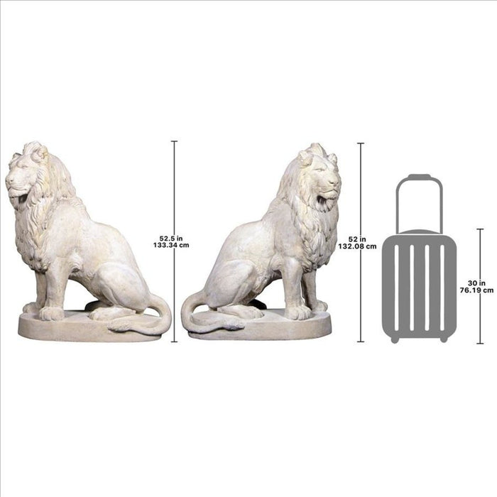 Design Toscano Stately Chateau Lion Sentinel Garden Statues: Set of Left and Right