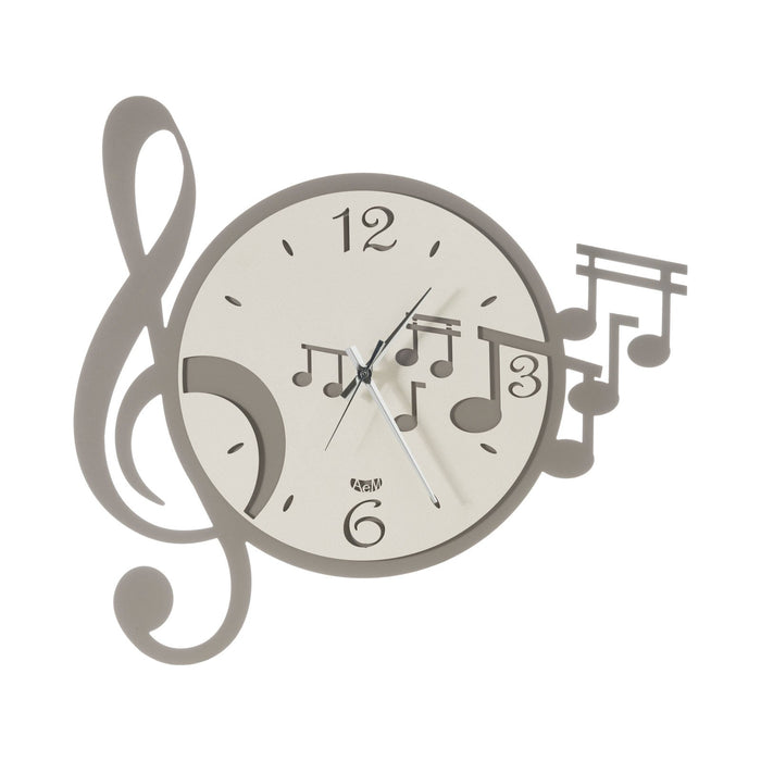 Arti e Mestieri Musica with Key and Musical Notes Wall Clock - Made in Italy