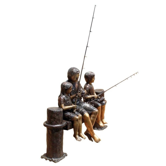 Design Toscano Fishing Family Cast Bronze Garden Statue