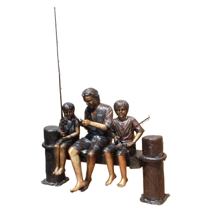 Design Toscano Fishing Family Bronze Garden Statue