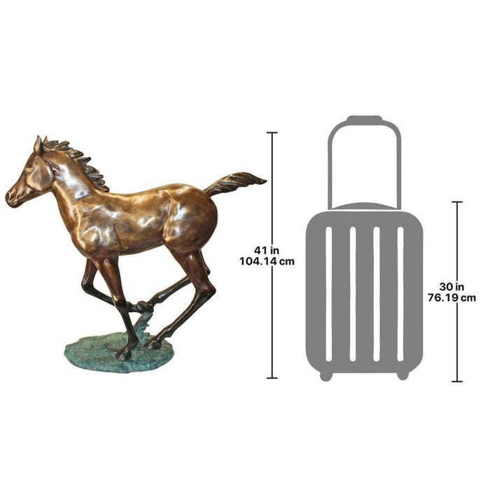 Design Toscano Galloping Horse Foal Cast Bronze Garden Statue