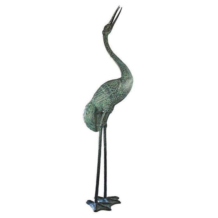 Design Toscano Colossal Crane Bronze Garden Statue: Straight Neck
