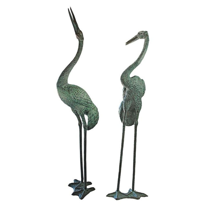 Design Toscano Colossal Cranes Bronze Garden Statues: Set of Two