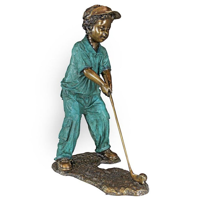 Design Toscano Gabe the Boy Golfer Cast Bronze Garden Statue