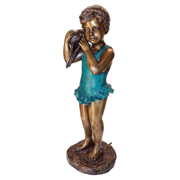 Design Toscano Sea Shell Sounds Standing Girl Cast Bronze Garden Statue