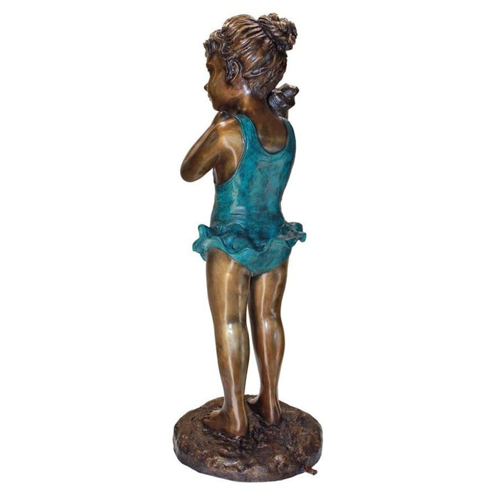 Design Toscano Sea Shell Sounds Standing Girl Cast Bronze Garden Statue