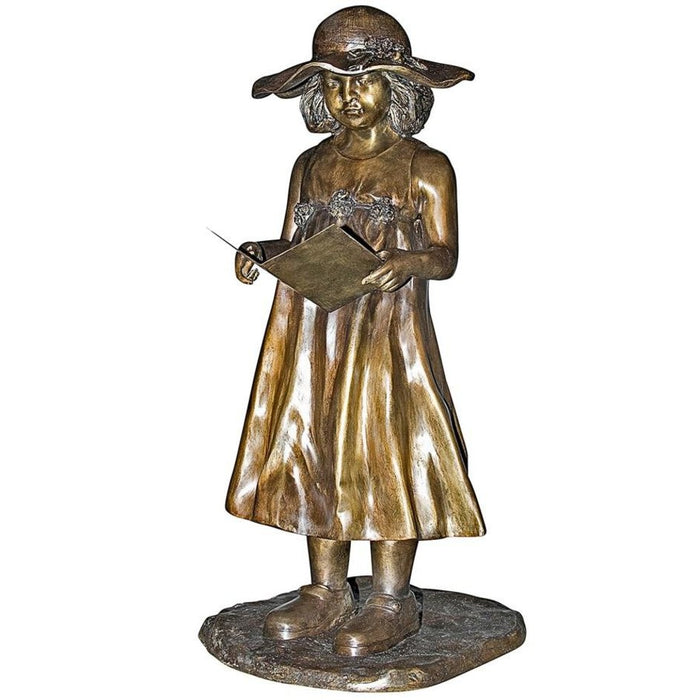 Design Toscano Beulah s Sundress Little Girl Reading Cast Bronze Garden Statue