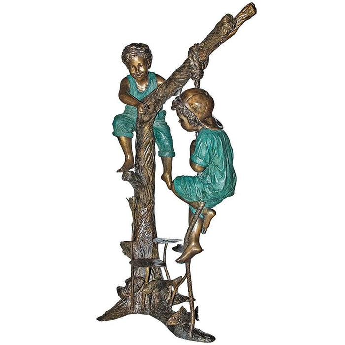 Design Toscano Frolicking Fisherman Two Boys on a Tree Cast Bronze Garden Statue
