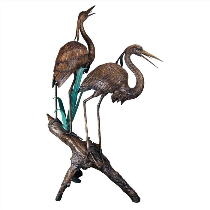 Design Toscano Two Herons on a Log Cast Bronze Garden Statue
