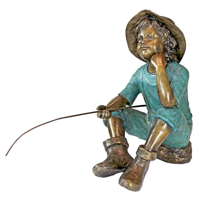 Design Toscano Fish Wish Fisherboy Cast Bronze Garden Statue