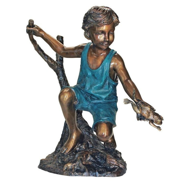 Design Toscano Catch and Release, Boy with Frog Cast Bronze Garden Statue