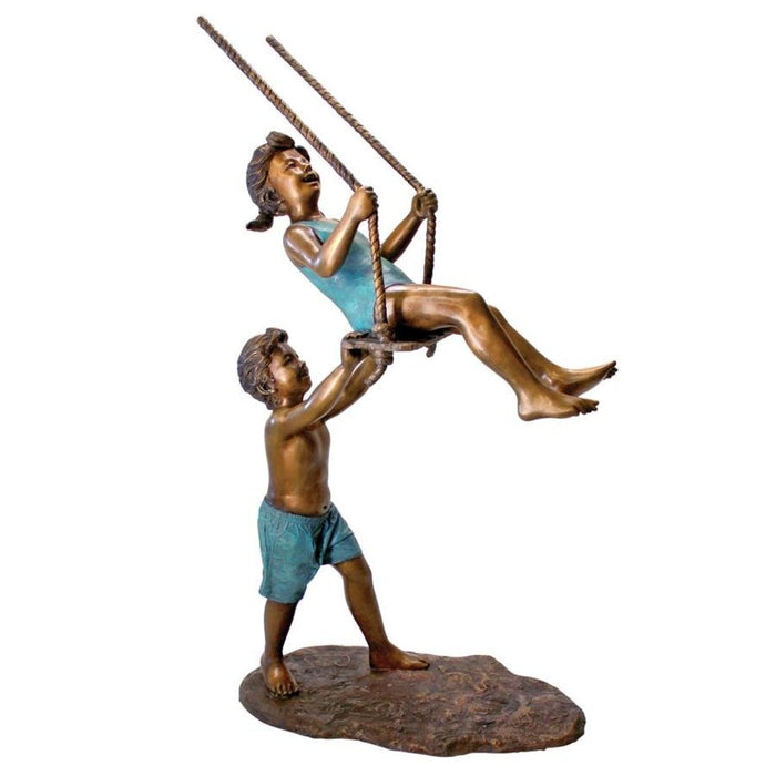 Design Toscano Swinging Children Solid Cast Bronze Garden Statue